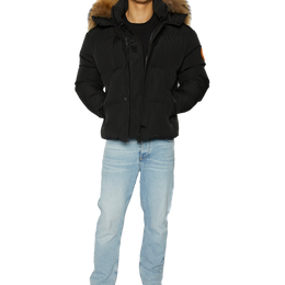 Men's Tailored Puffer with Fur in Black