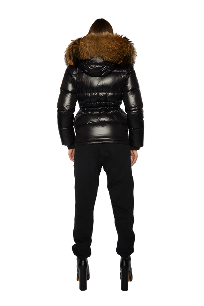 Women's London Puffer with Fur in Black
