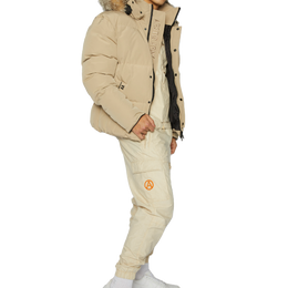 Men's Tailored Puffer with Fur in Fawn